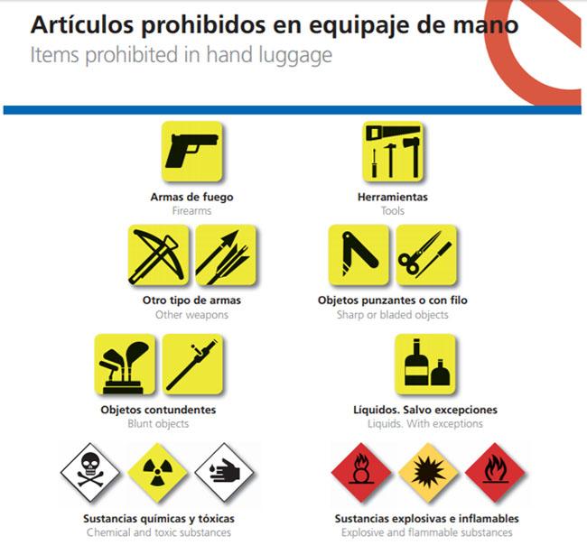 ¿Qué artículos no puedo llevar en mi equipaje de bodega o en cabina?