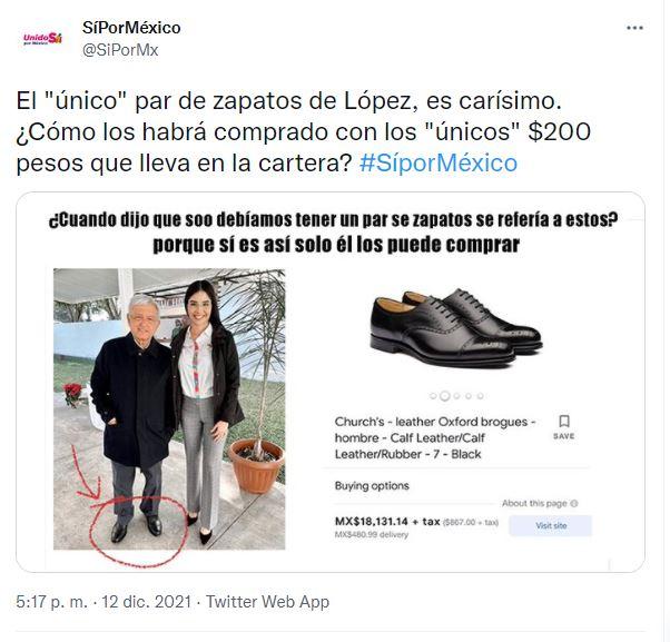 Ahora con el calzado: Sí por México aseguró que los zapatos de AMLO son “carísimos” y así les fue en redes sociales