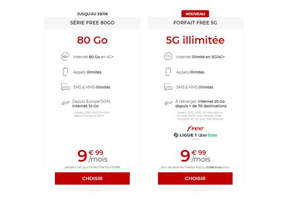 Bons plans Free Mobile : la série Free 80Go et le forfait 5G avec 150Go ou data illimitée 