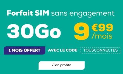 Promo à ne pas rater : le forfait illimité 30Go à 9.99€ par mois à VIE + un mois offert 