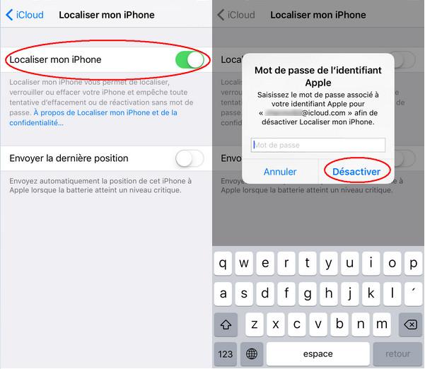 Comment désactiver la fonction « Localiser mon iPhone » ?