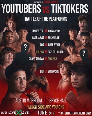  'Social Gloves: Battle of the Platforms' Mega Boxing and Entertainment Event Featuring The World's Biggest Social Media Stars from TikTok and YouTube to Take Place in June 2021 