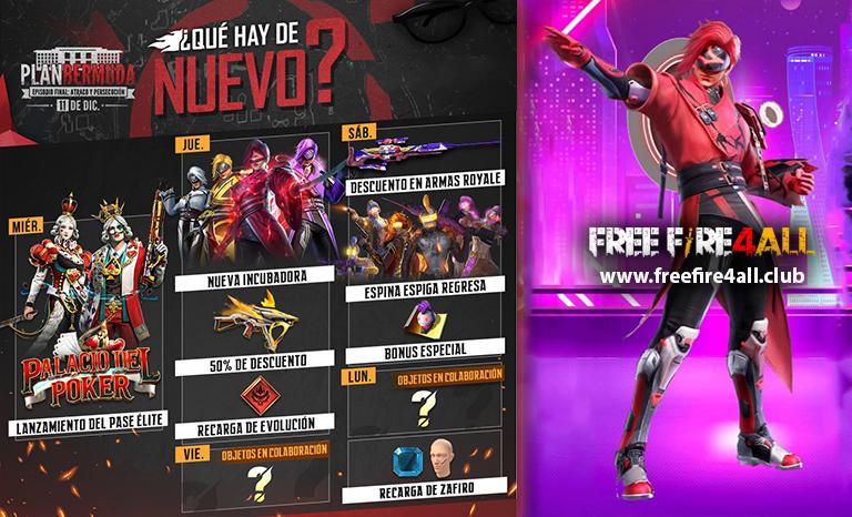 Free Fire: agenda semanal del 1 al 6 de diciembre con pase élite y recarga de zafiro