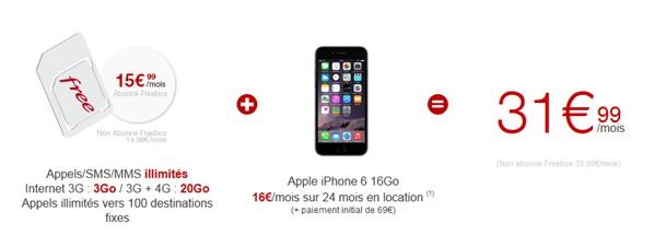 Free Mobile vous propose l'iPhone 6 à 69€ à la commande !