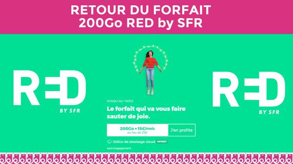 Mobile package: Return to the Red by SFR 200 GB limited offer at 15 €