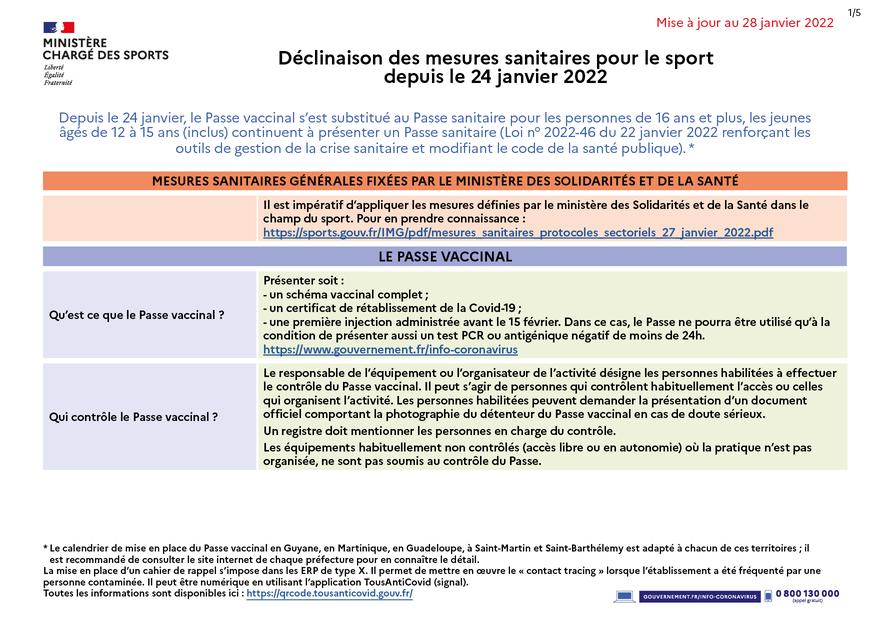 COVID-19 - Actualités et mesures au 24 janvier 2022