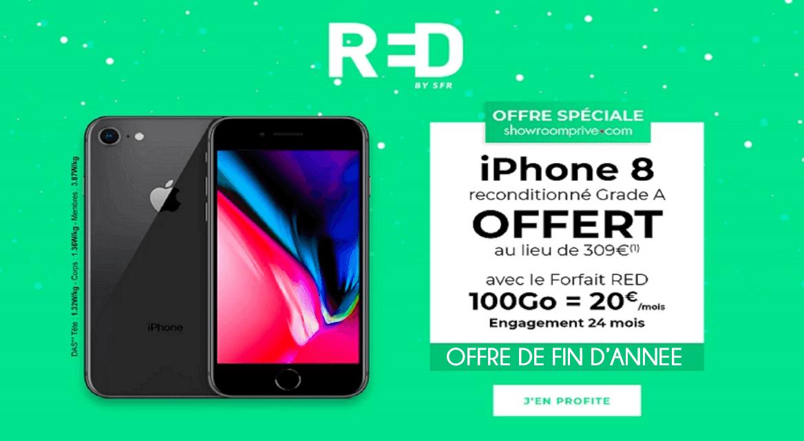 Profitez d’un iPhone 8 offert en souscrivant au forfait mobile 100 Go RED by SFR ! 