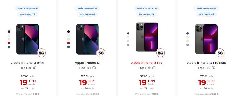 Free Mobile : les quatre nouveaux iPhone 13 d’Apple sont disponibles en précommande dans la boutique