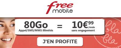 Forfait mobile : Profitez de l’offre flash Free Mobile sur la Série 80 Go à 10,99 euros