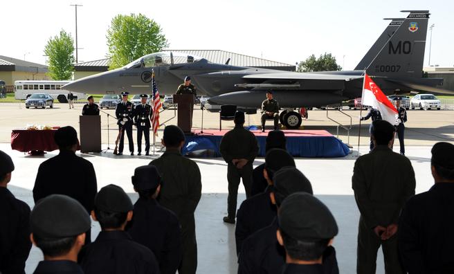 Fighter pilots from Singapore, Australia and the United States take to the skies at Mountain Home Air Force Base