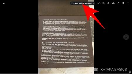 Cómo copiar textos de una foto con Google Lens en la web de Google Fotos 