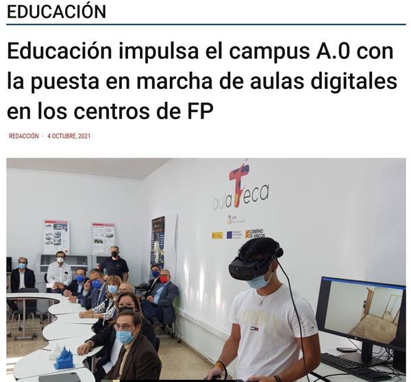 Educación impulsa el campus A.0 con la puesta en marcha de aulas digitales en los centros de FP - Aragón Digital