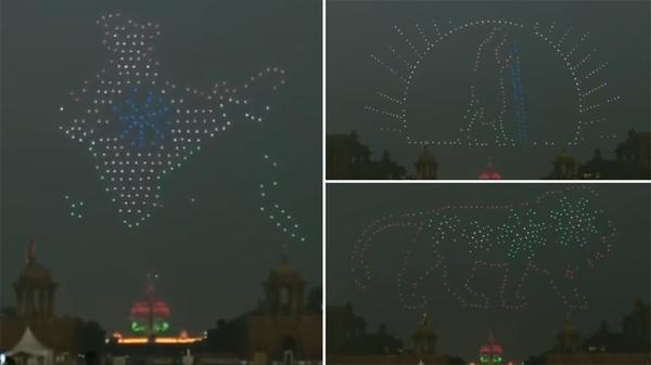 Watch Video: Drone formations at Vijay Chowk in Delhi on the occasion of Republic Day