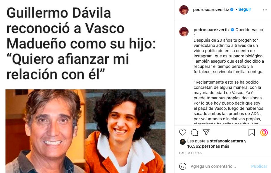 Pedro Suárez Vértiz a Vasco Madueño: “A tu edad perdí a mi padre, pero tú ganaste uno” 