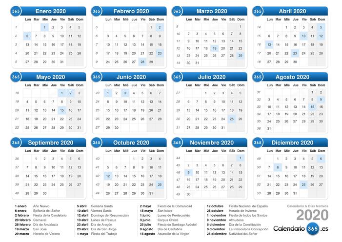 Calendario 2020, más de 100 plantillas para descargar e imprimir 