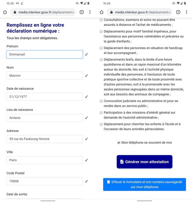 Attestation : le générateur web mémorise les données saisies dans le navigateur | iGeneration 