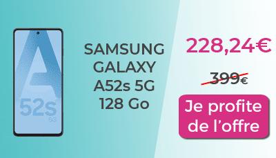 AFFAIRE EN OR : Le Samsung Galaxy A52s 5G violet à 228€ chez Darty aujourd'hui !