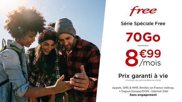 Nouvelle vente privée Free Mobile : un forfait mobile 70Go à 8.99€ par mois à VIE