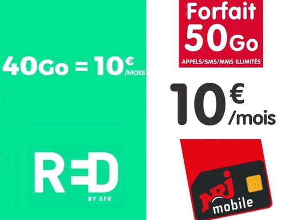 RED by SFR, Syma, B&You, NRJ Mobile et La Poste Mobile : cinq superbes forfaits à 10€ en compétition