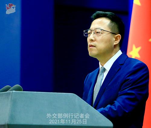 Conférence de presse du 25 novembre 2021 tenue par le porte-parole du Ministère des Affaires étrangères Zhao Lijian 