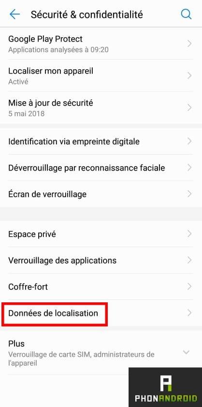 Phonandroid Android: How to deactivate the location?