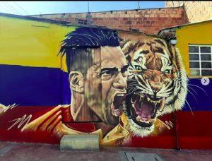 An artist painted a mural for Falcao in Bogotá and 'El Tigre' sent for him to recommend him 