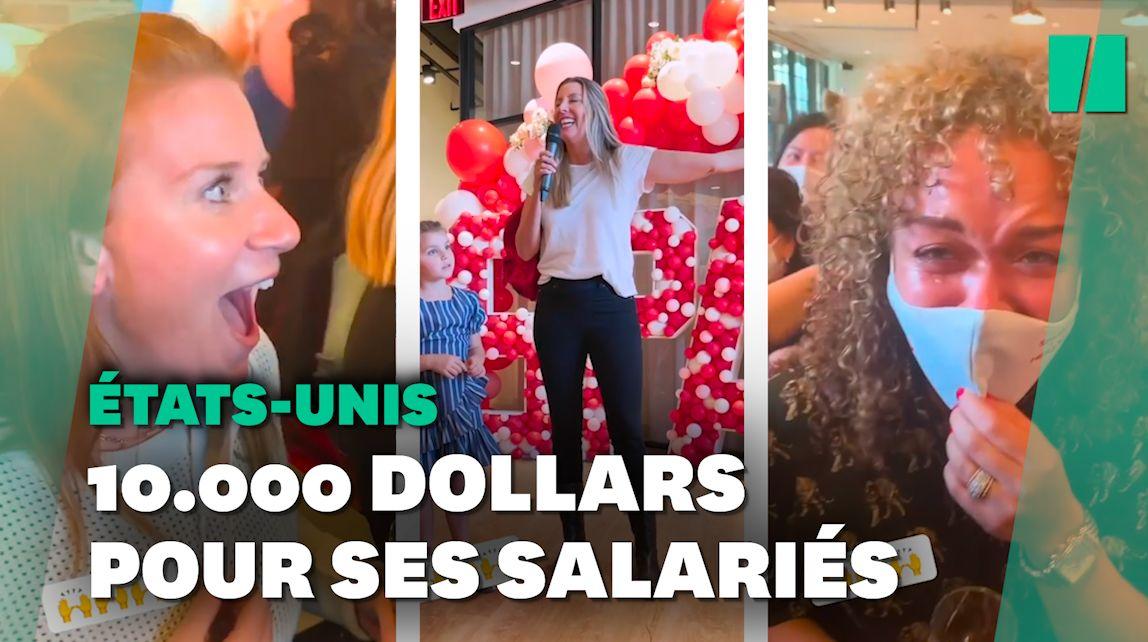 A boss offers 10,000 dollars to each of her employees and a plane ticket (video)