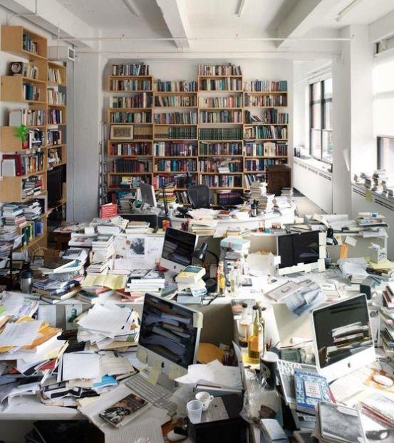 This photo of messy desks speaks volumes