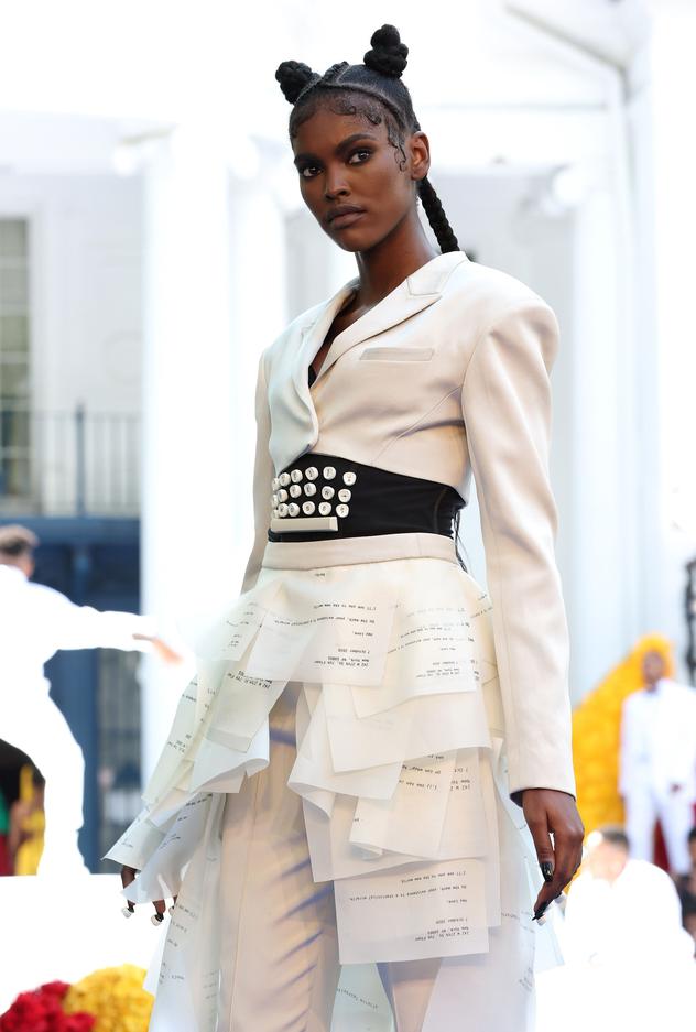 Kerby Jean-Raymond sends a message with this hand-holding-a-mop dress