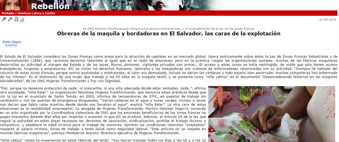 Obreras de la maquila y bordadoras en El Salvador, las caras de la explotación – Rebelion 