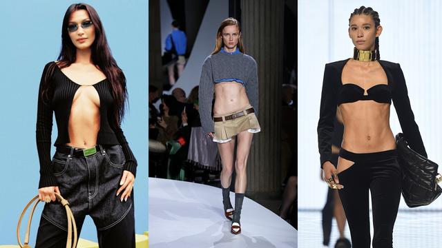 Crop tops and low-rise miniskirts are back