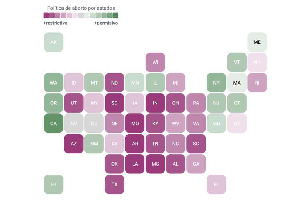 El mapa del aborto en EEUU: estos son los estados que más restringen o protegen el derecho a interrumpir un embarazo 