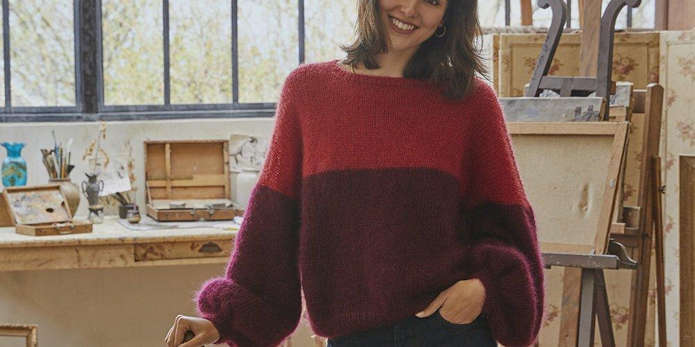 Free pattern to knit a sweater with balloon sleeves