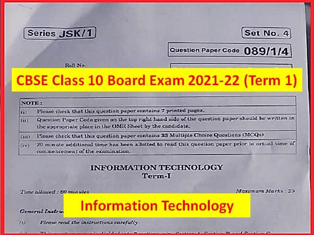 CBSE Answer Key 2021-22 For (IT - 402) Information Technology & Paper (PDF): Term 1 CBSE Class 10 Board Exam 2021-22 - Check Your Answers!