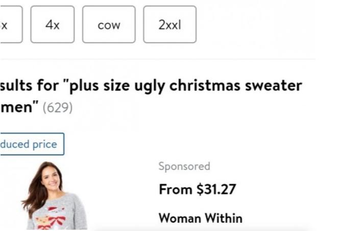 La web de Walmart causa indignación por vender ropa "talla vaca"