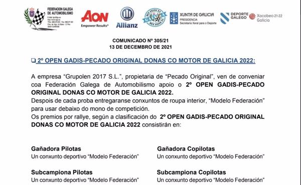 La Federación Galega de Automobilismo cancela unos premios en los que daba ropa interior deportiva a las ganadoras