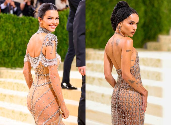 Kendall Jenner y Zoë Kravitz dan un lujoso giro a la ropa interior a la vista en la Met Gala 2021