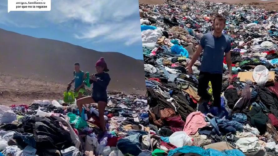 Tiktoker registró las montañas de ropa en el Desierto de Atacama: Hay prendas hasta con etiqueta 