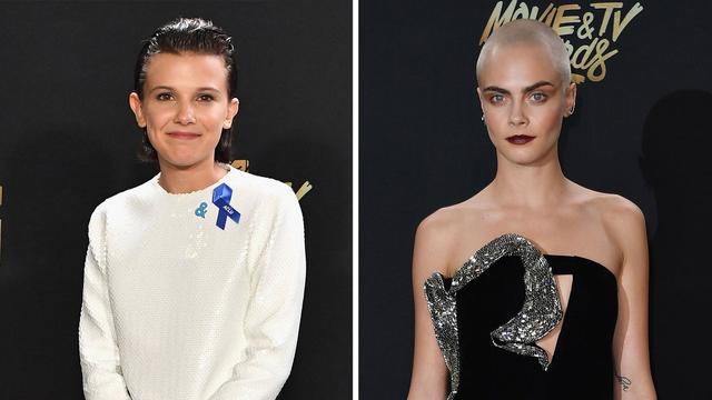 Millie Bobby Brown and Cara Delevingne, anti-'stiletto' challenge at the MTV Movie & TV Awards