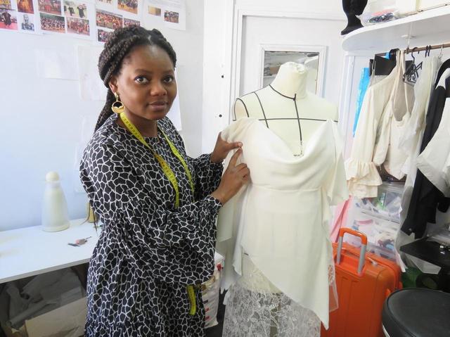 In her studio in Meaux, she creates made-to-measure wedding dresses 