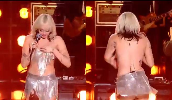 Miley Cyrus nearly went topless during her New Year's Eve performance 