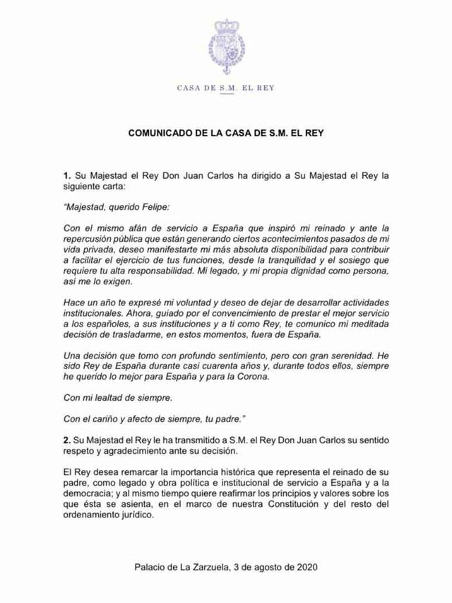 Comunicado de don Juan Carlos 