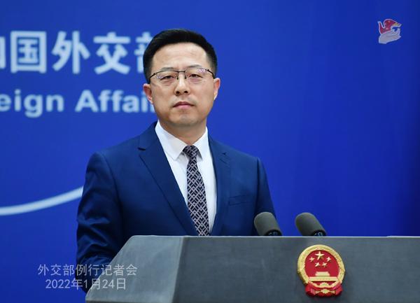 Conférence de presse du 24 janvier 2022 tenue par le porte-parole du Ministère des Affaires étrangères Zhao Lijian