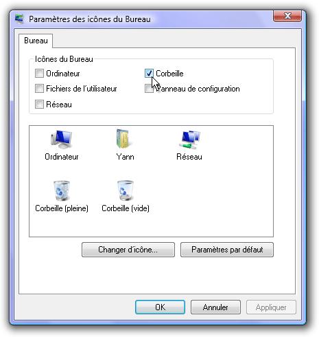 Retrouver la Corbeille sous Windows