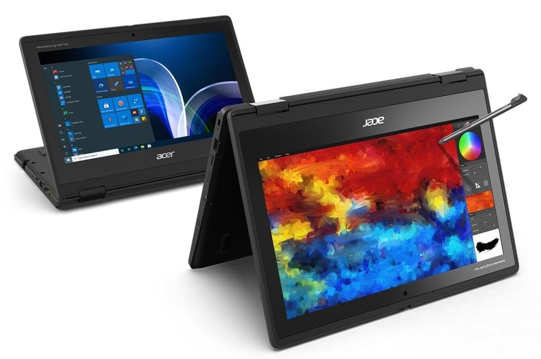 Acer TravelMate Spin B3, nouveau PC portable 11." 2-en-1 tactile > Tablette 12h avec processeur Intel Jasper Lake pour écoliers