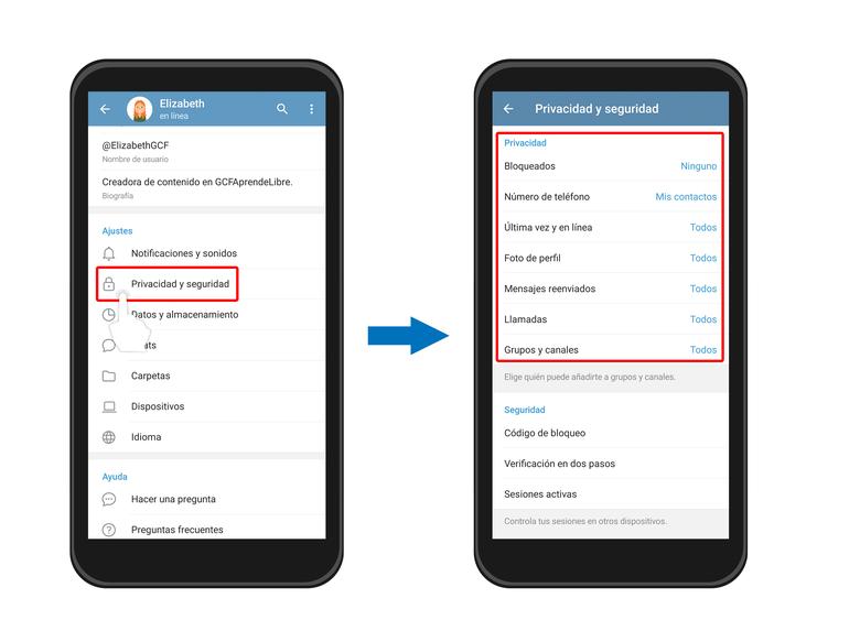 Cómo configurar la privacidad y seguridad en Telegram 