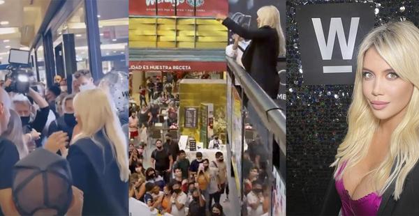 ¡Hay video! Wanda Nara congregó a una multitud en la inauguración de su local de cosméticos: 