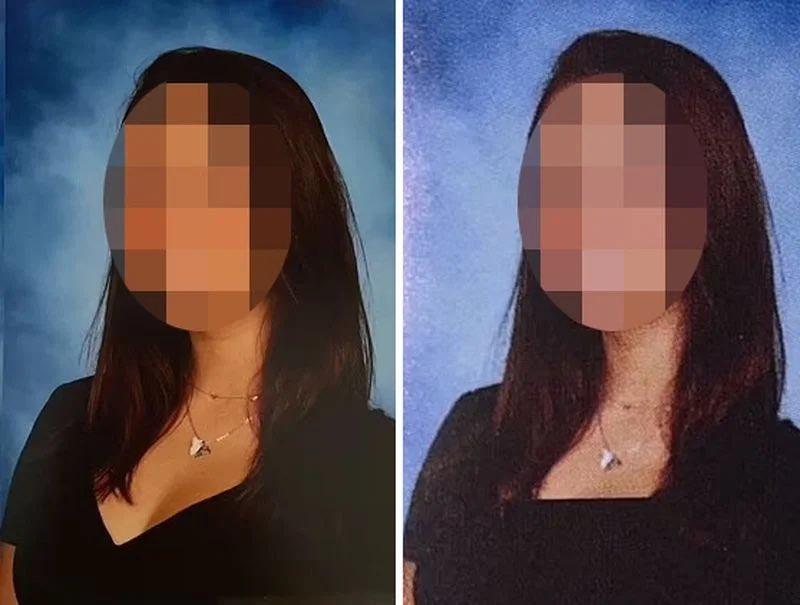 They edit photos in the school yearbook to cover cleavage