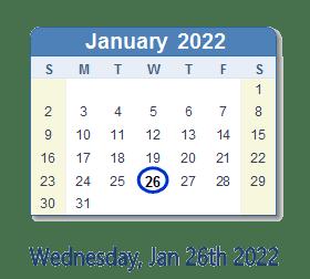 Wednesday, January 26, 2022