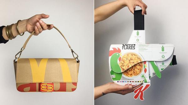 Des sacs insolites conçus en recyclant des emballages de produits du quotidien 